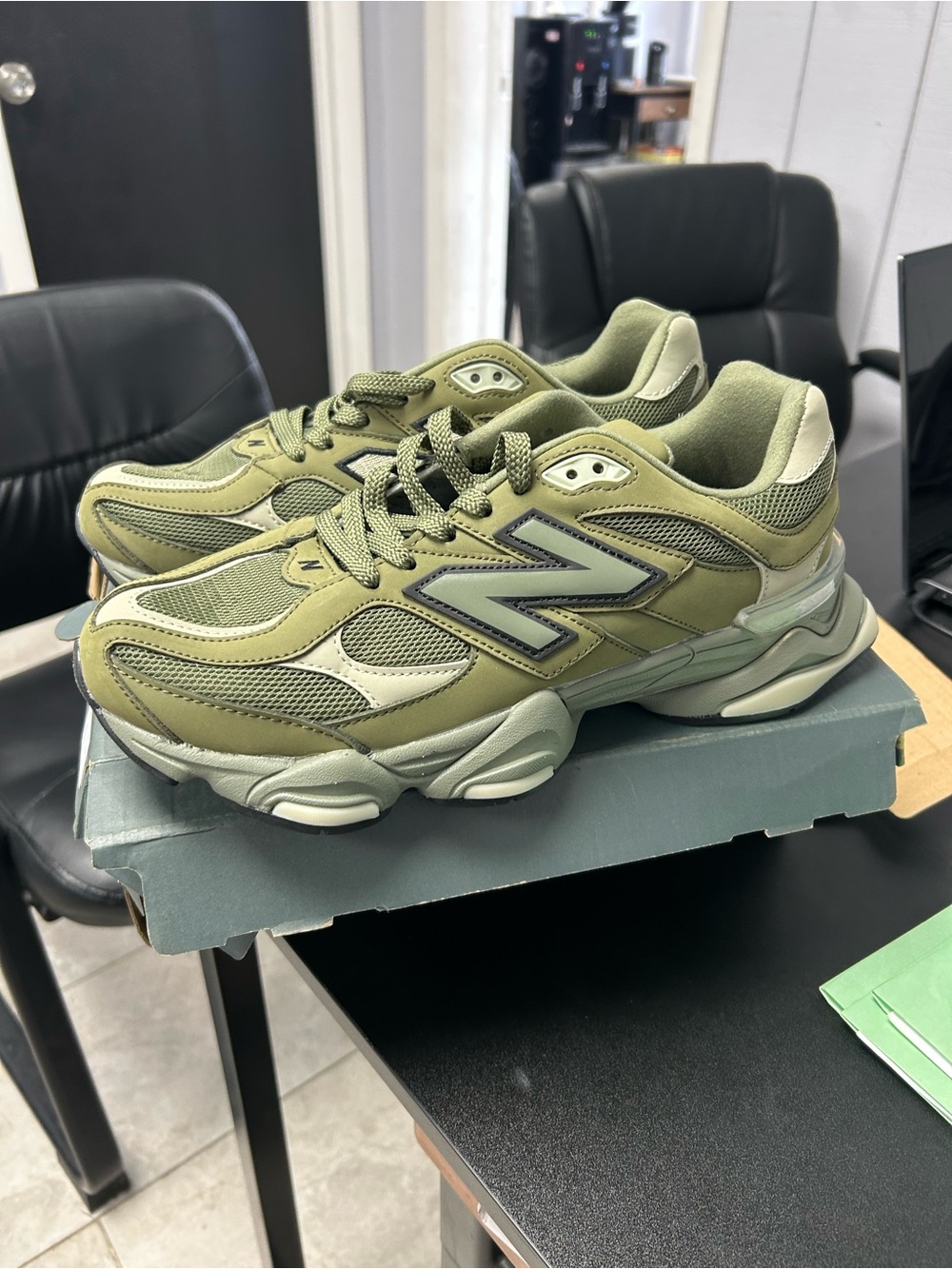 New Balance Women's Olive Green Chunky Runner Sneakers